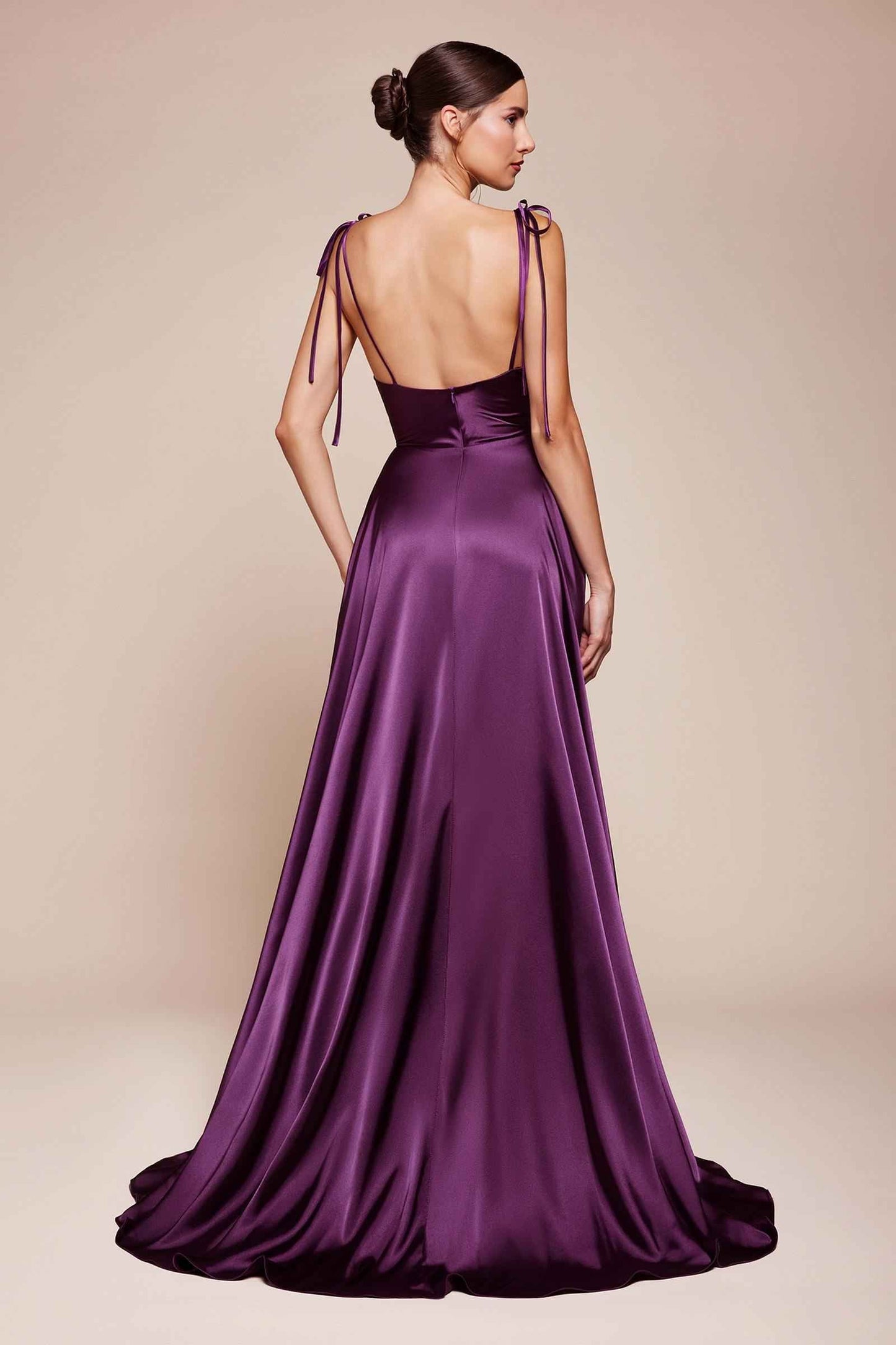 Satin A-Line Dress Cowl Neckline