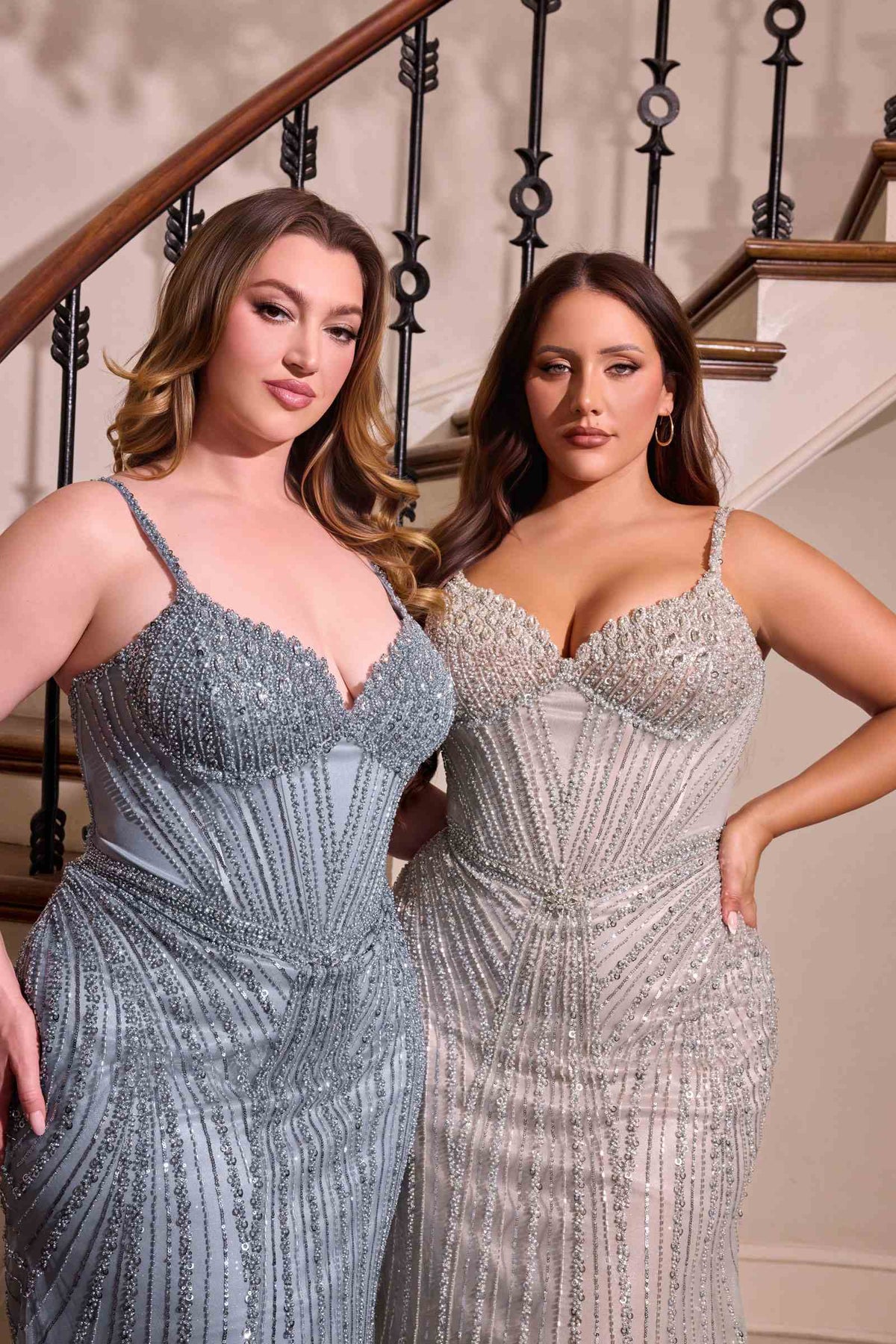 Strapless Beaded Fitted Gown