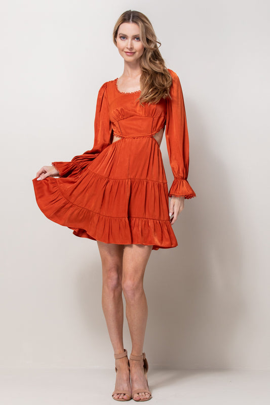 Cutout Trim Detail Short Dress