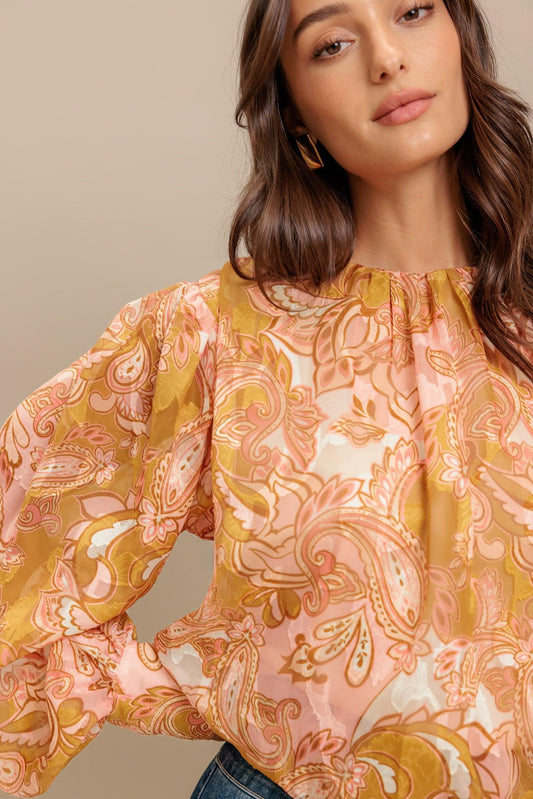 PAISLEY BREEZE WOVEN JACQUARD TOP