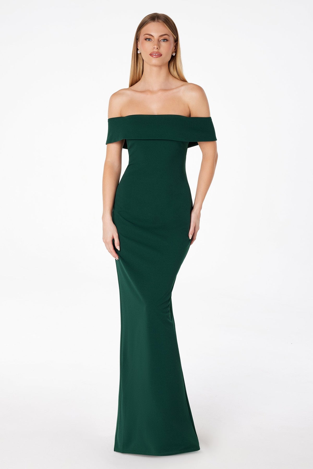 Off the Shoulder Fitted Evening Gown Back Slit