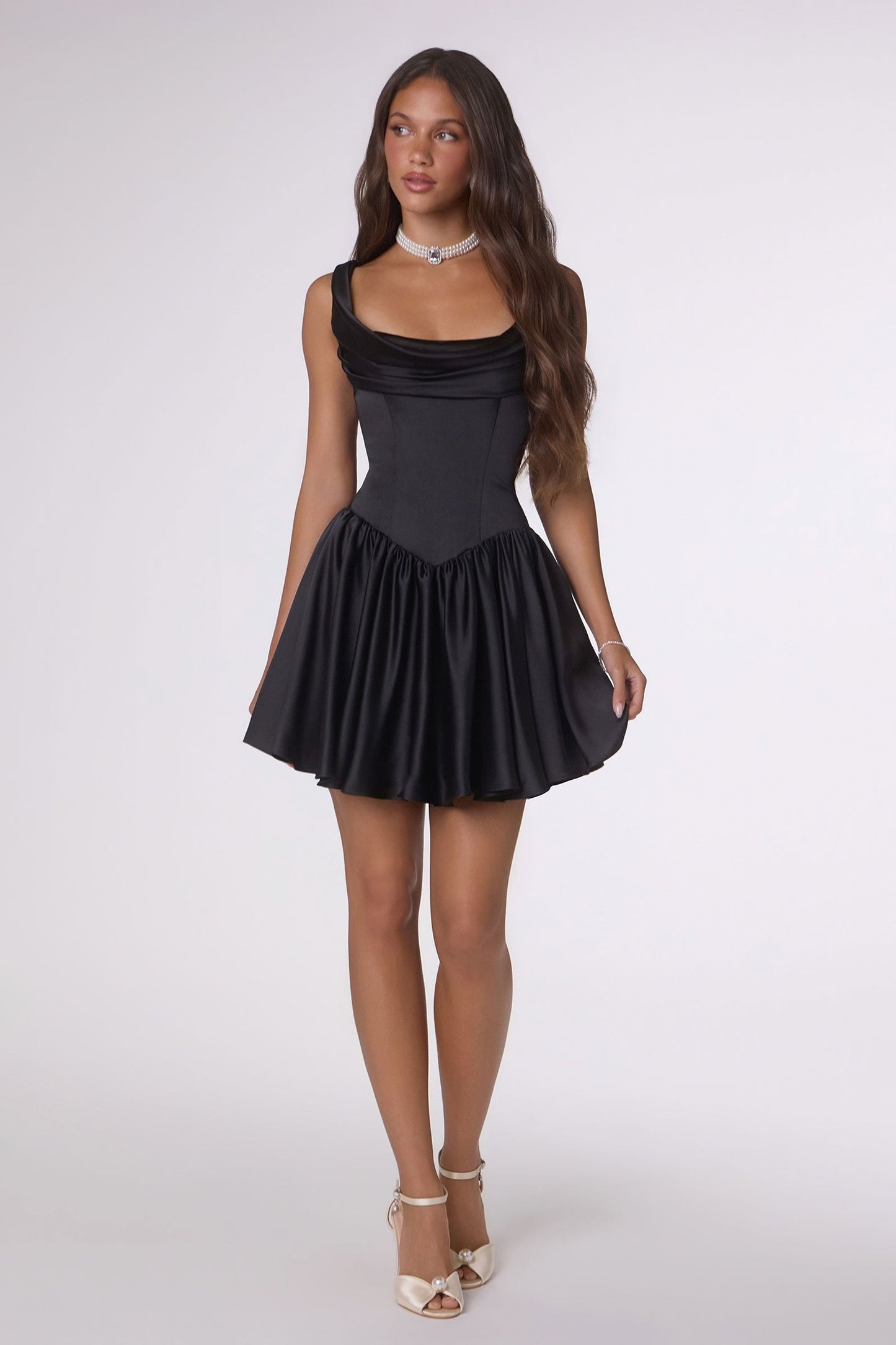 Soft Satin Flared Mini Dress
