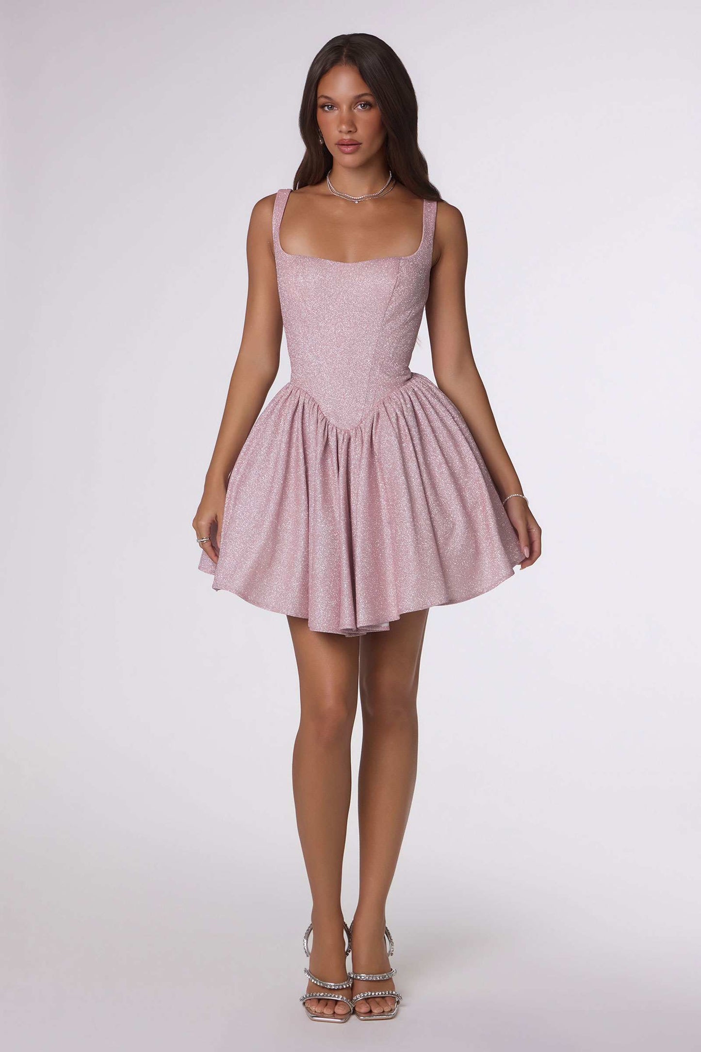 Short Fitted Bodice Tiered Ruffle Mini Skirt Dress