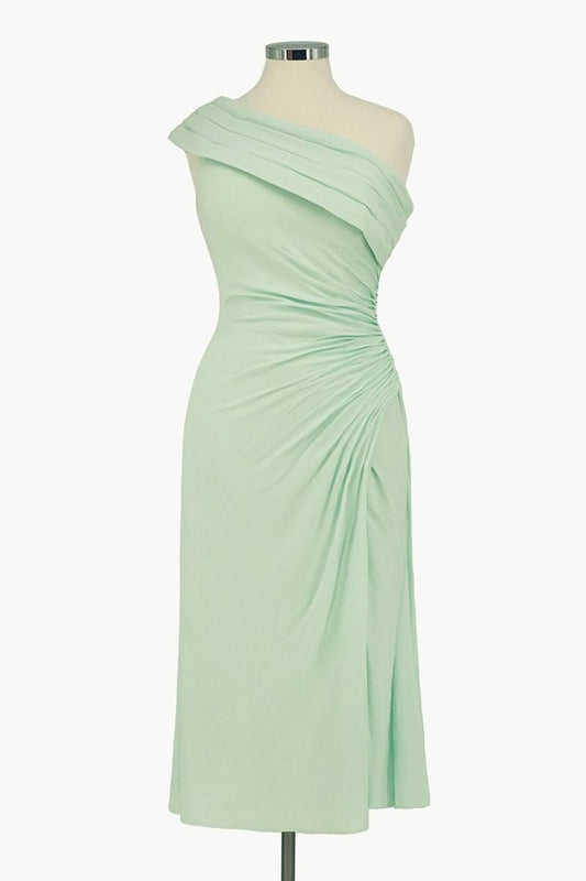 Knee Length One Shoulder Chiffon Dress