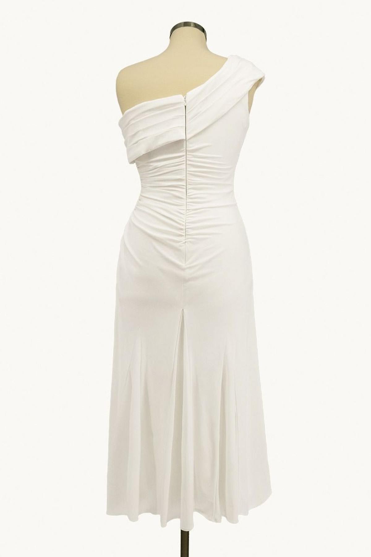 Knee Length One Shoulder Chiffon Dress