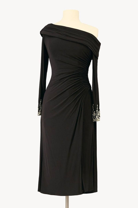 Off Shoulder Long Sleeve Knee Length Dress