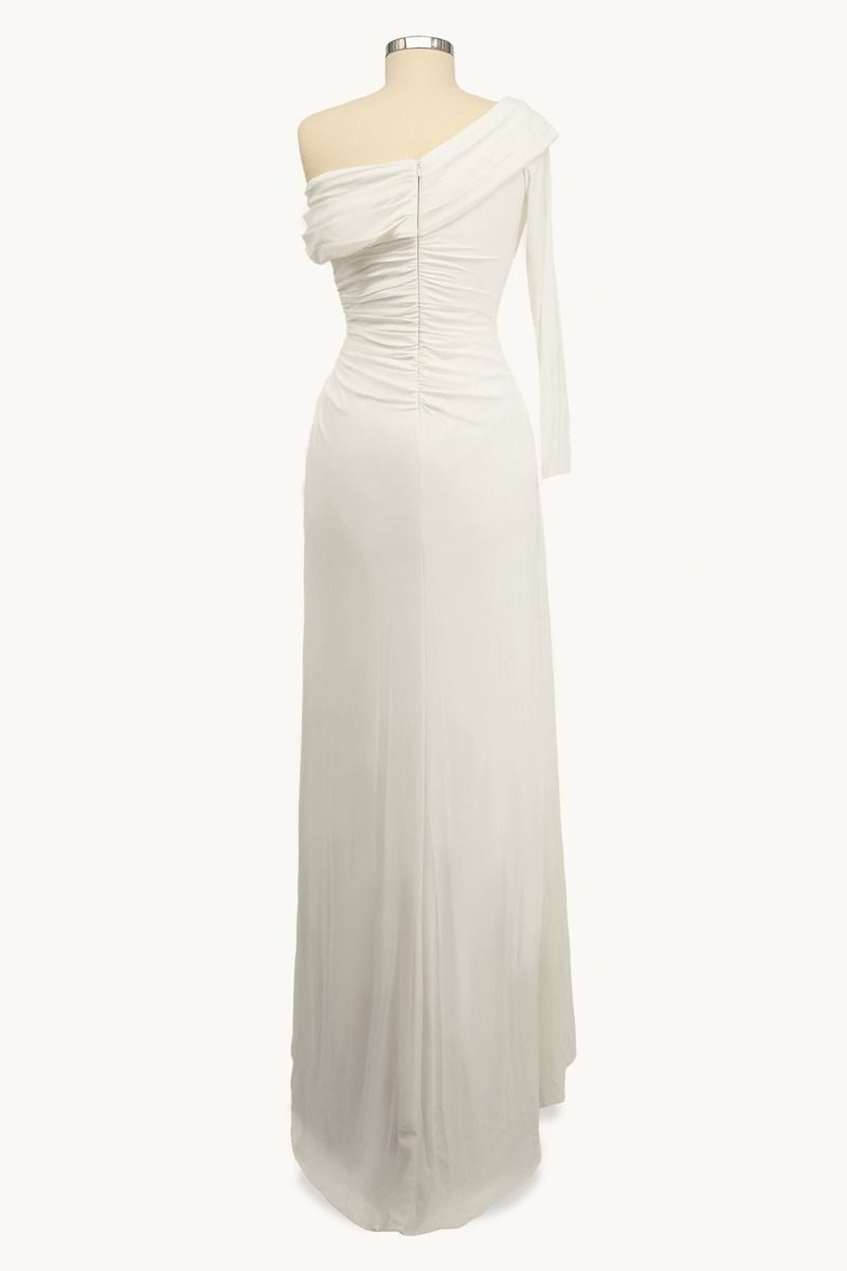 One Sleeve Off Shoulder Fitted Gown