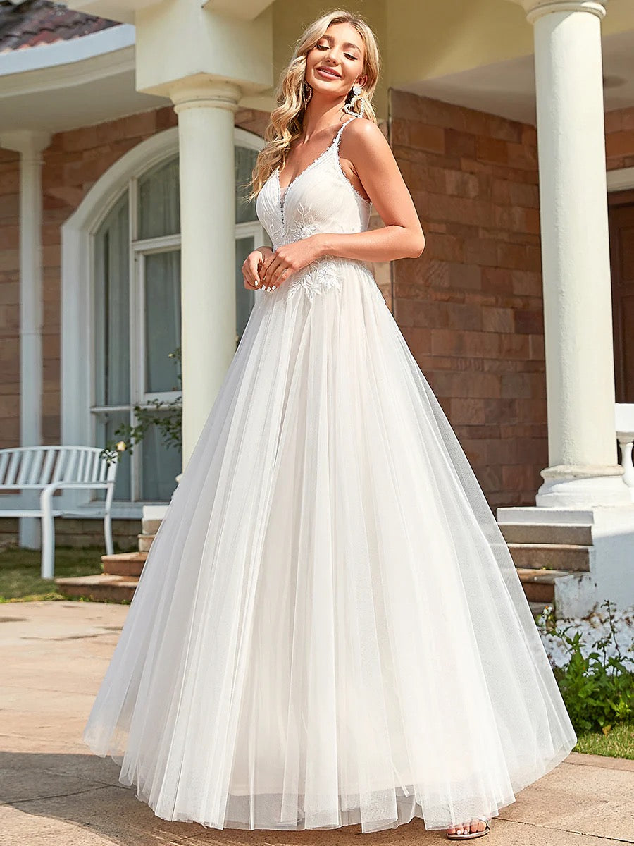 Everlasting V-Neck Bridal A-Line Gown