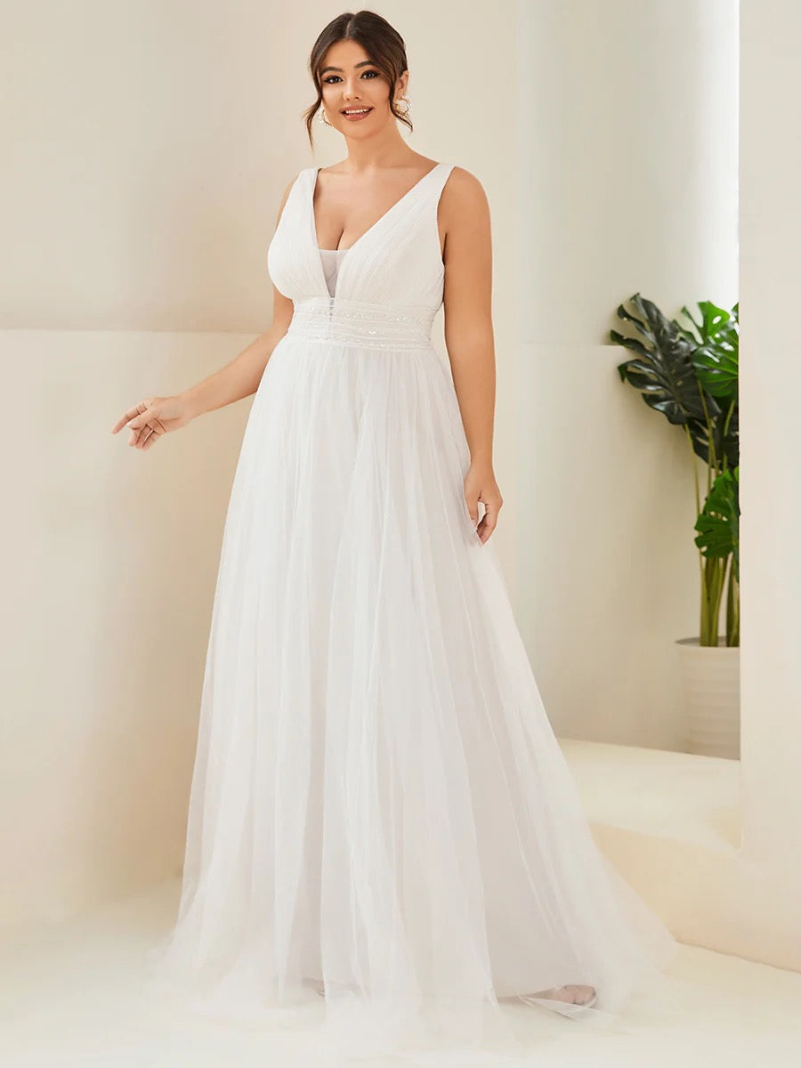 Grace Backless V-Neck Bridal A-Line Gown