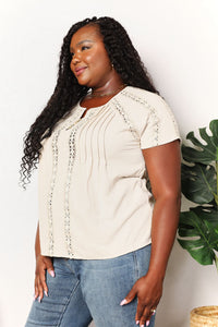 Double Take Crochet Buttoned Short Sleeves Top-2