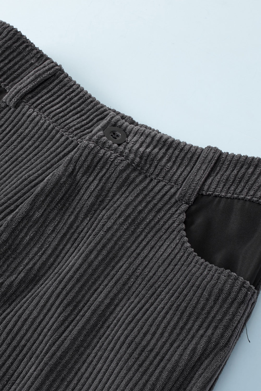 Grey Stretch Corduroy Wide Leg Pants