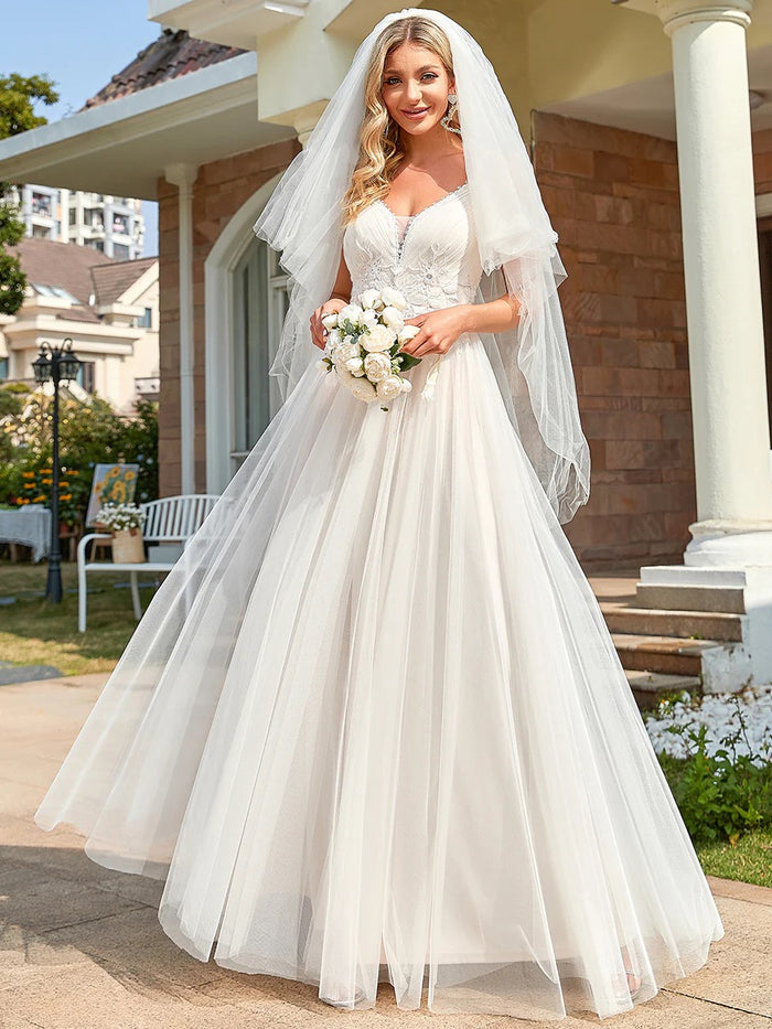 Everlasting V-Neck Bridal A-Line Gown