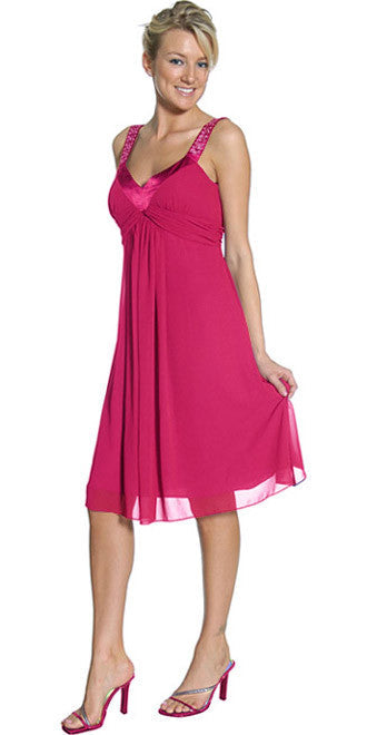 Chiffon Dress Knee Length Rhinestones Straps Gown