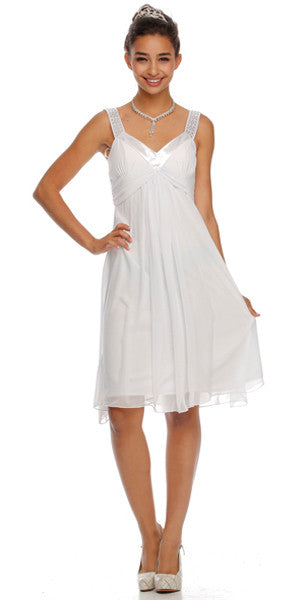 Chiffon Dress Knee Length Rhinestones Straps Gown