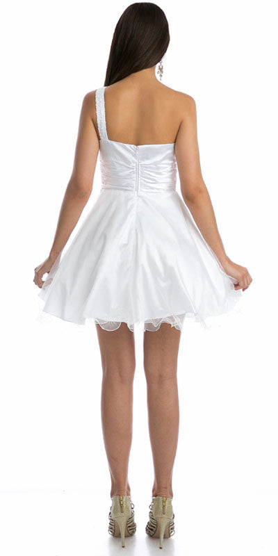 One Shoulder Short Dress Sparkly Sequins Glitter Tulle Skirt