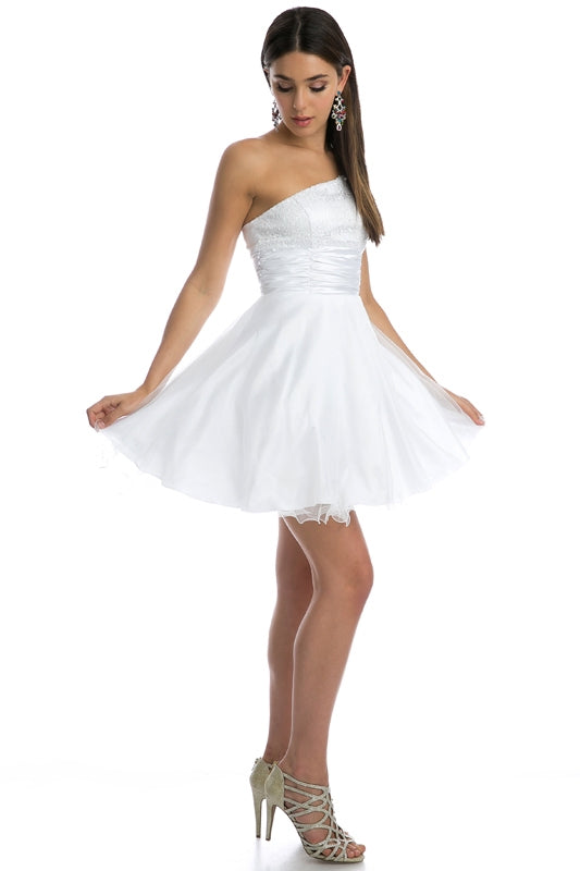 One Shoulder Short Dress Sparkly Sequins Glitter Tulle Skirt