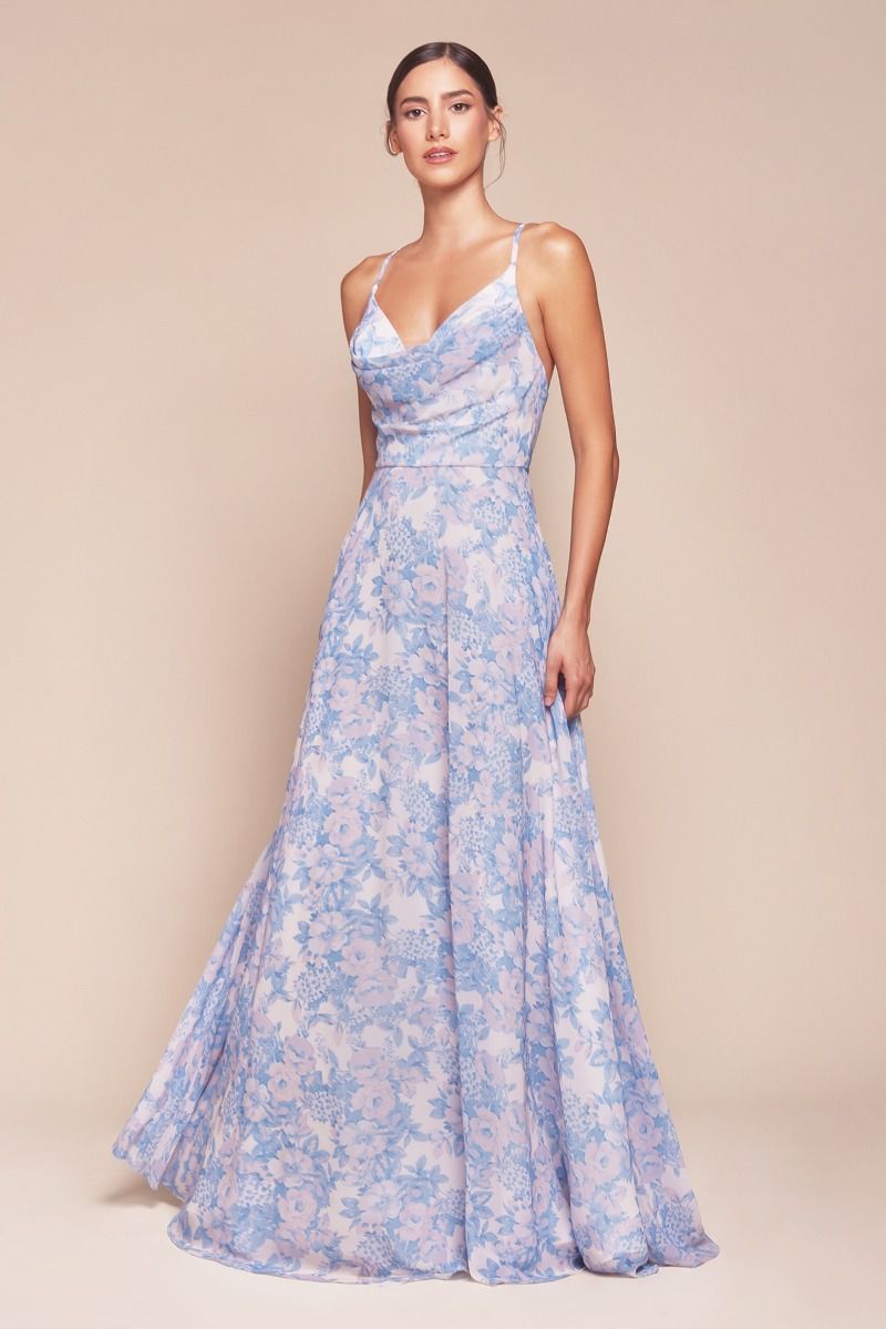 A-Line Soft Satin Floral Print Dress