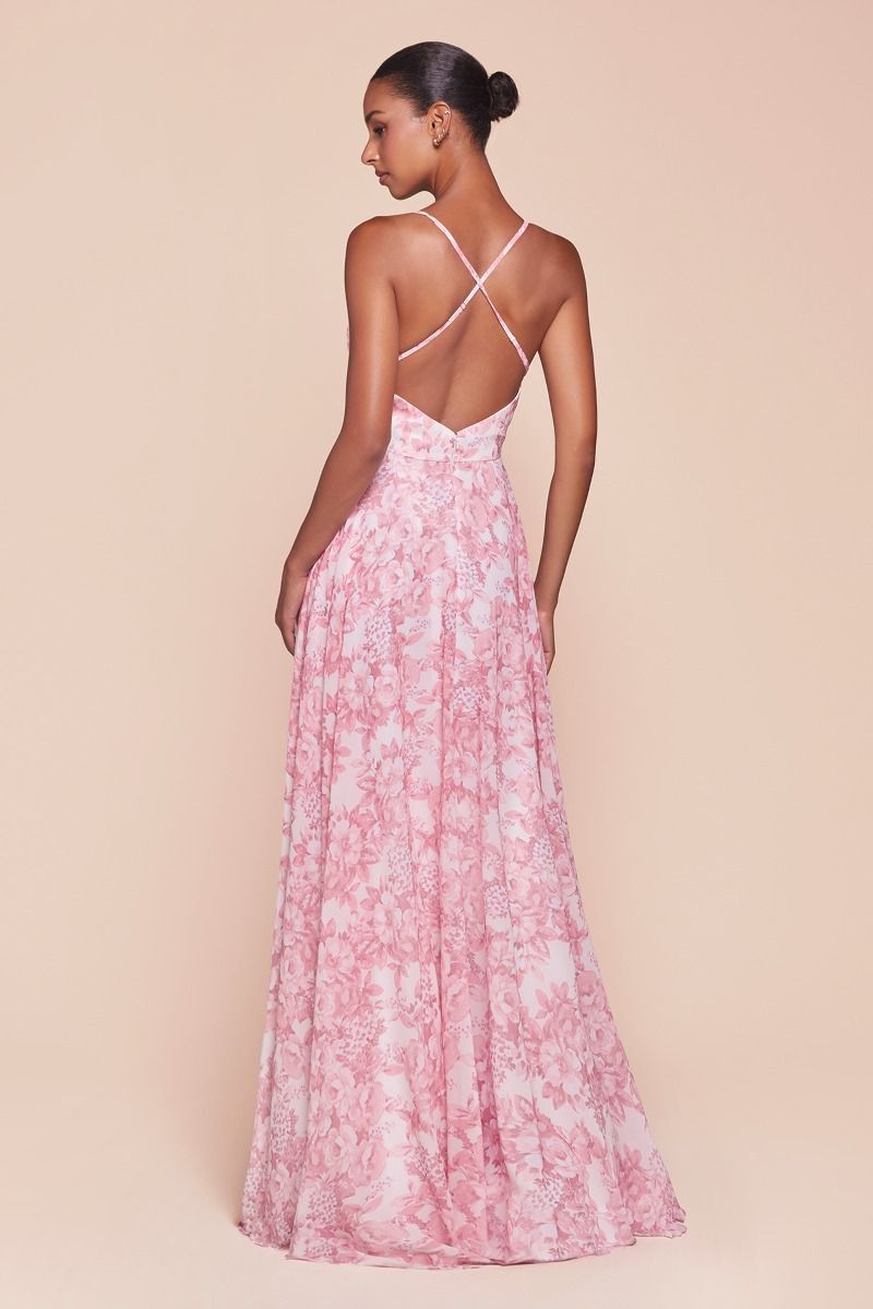 A-Line Soft Satin Floral Print Dress