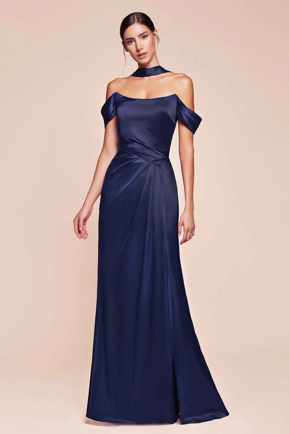 Off The Shoulder Sage Green Satin Gown