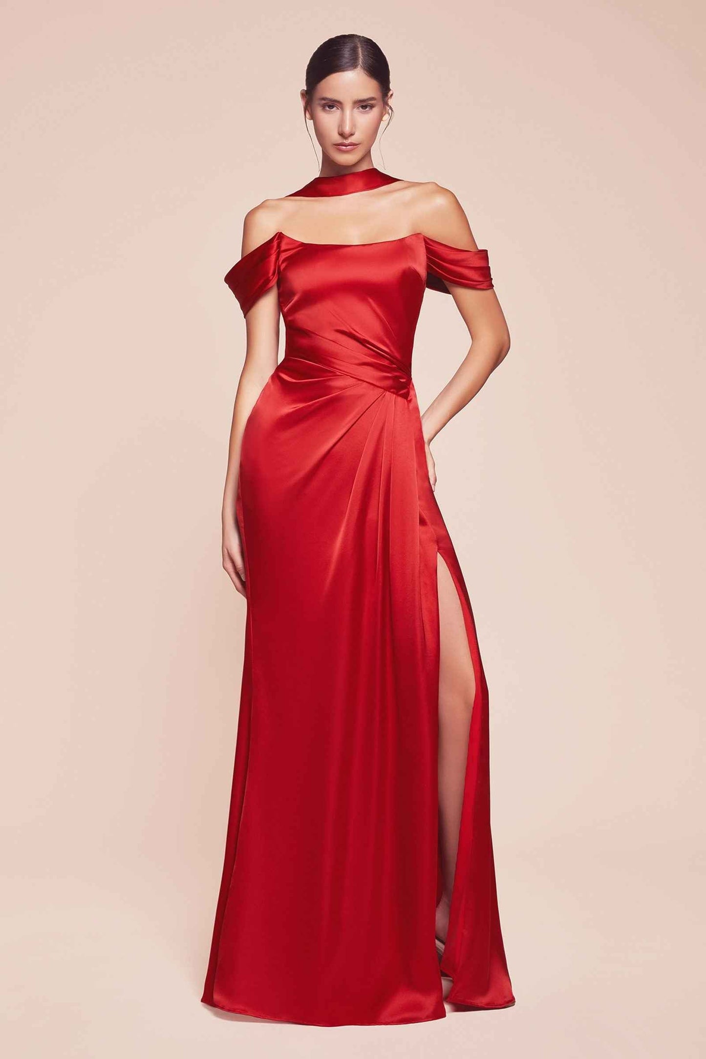 Off The Shoulder Sage Green Satin Gown