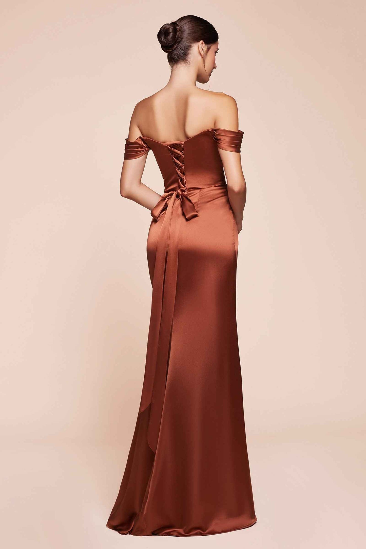 Off The Shoulder Sage Green Satin Gown