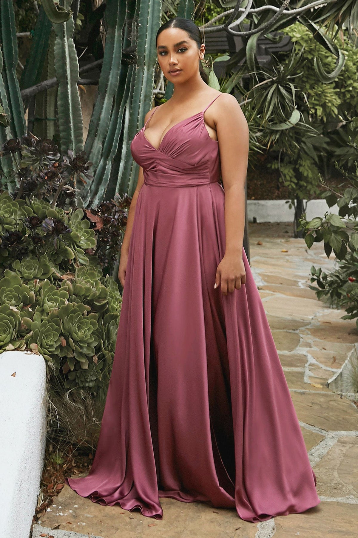Sweetheart Neckline Soft Satin A-Line Curvy Fit-0