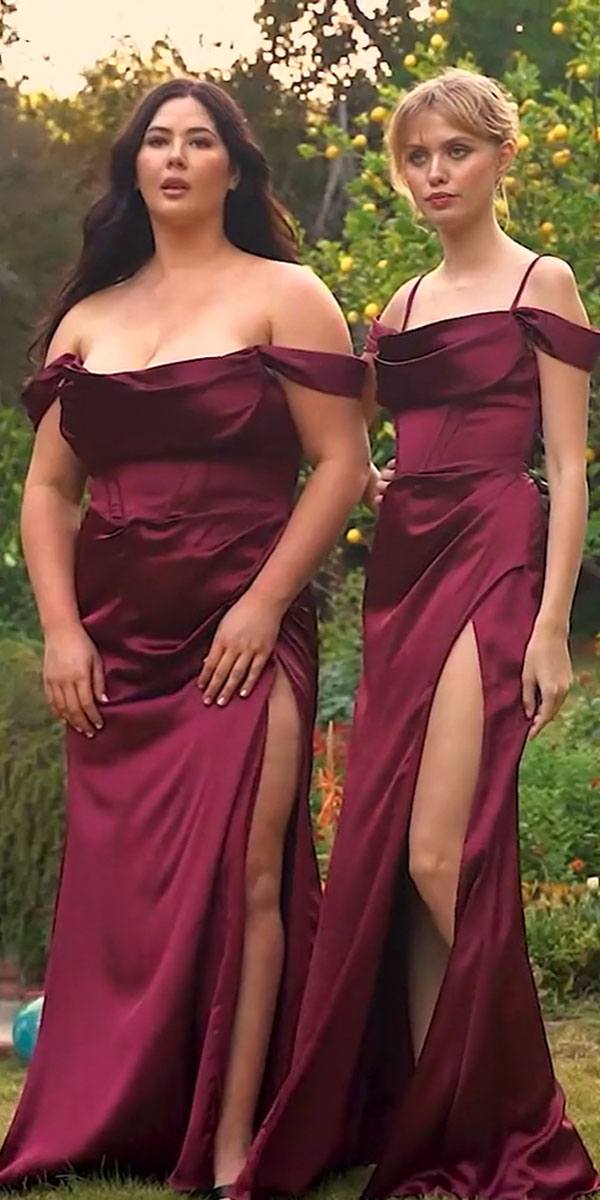 Satin Off Shoulder Corset Satin Gown