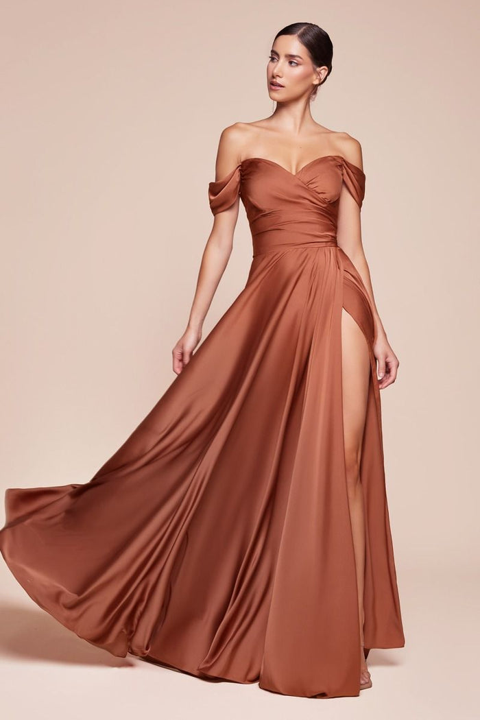A-Line Satin Off The Shoulder Dress (Two Versions)