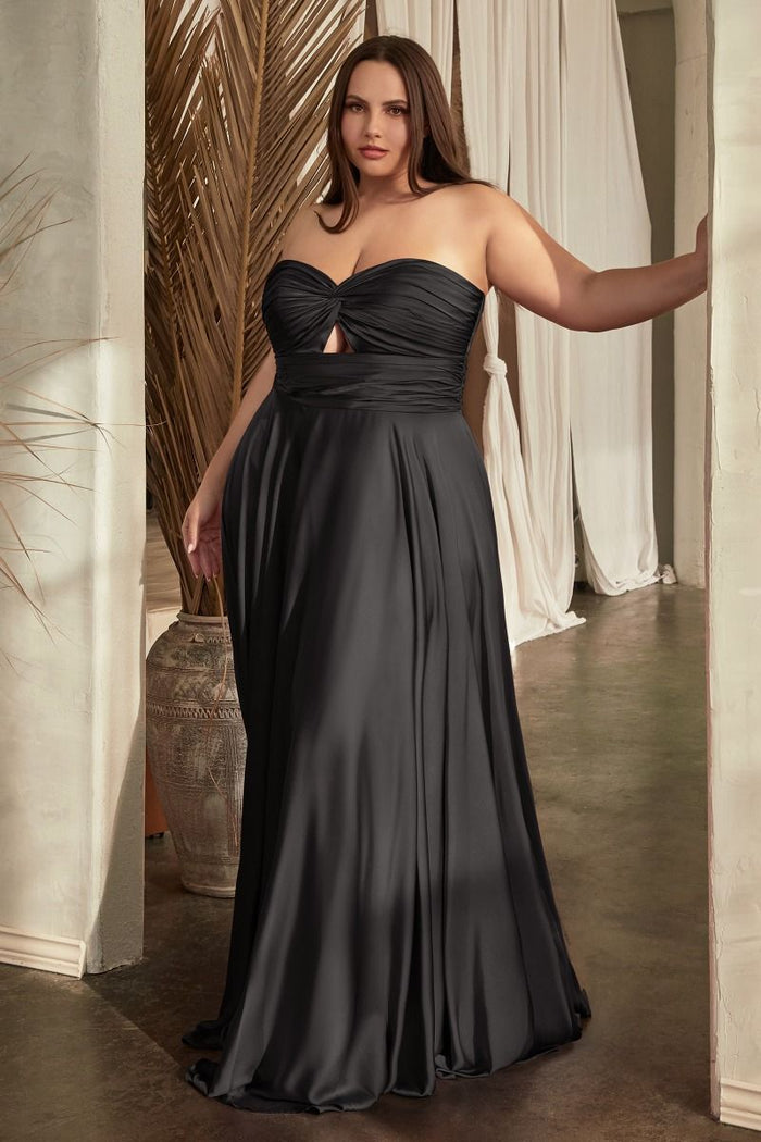 Satin Strapless Keyhole A-Line Dress Curve