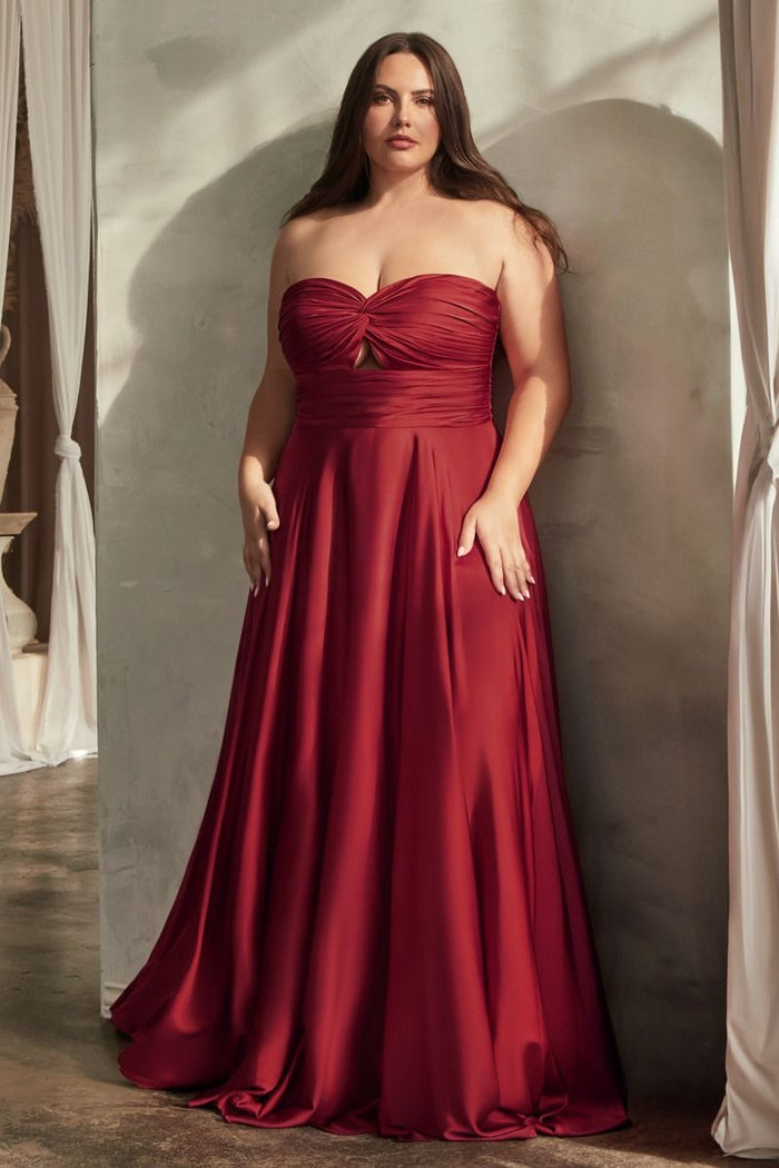 Satin Strapless Keyhole A-Line Dress Curve