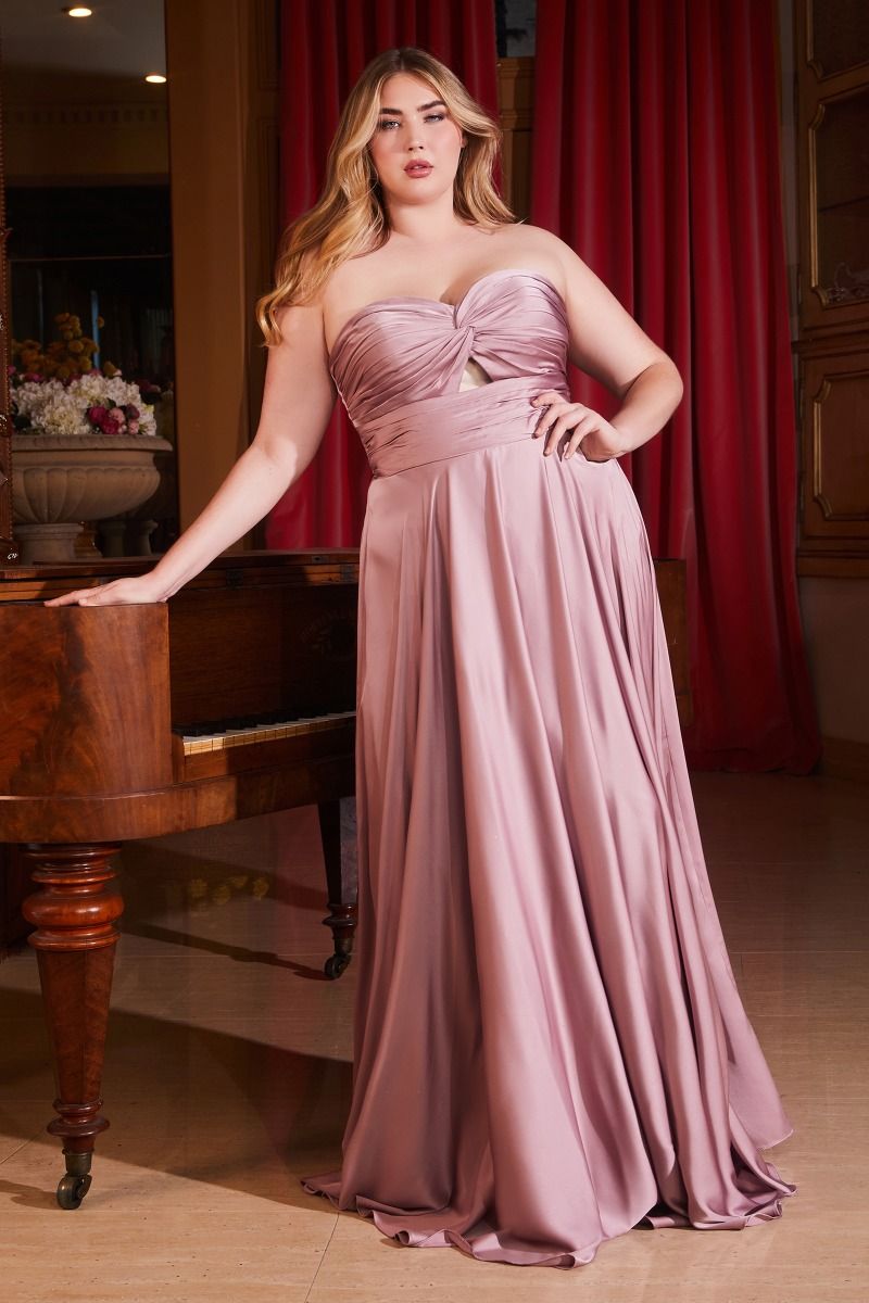 Satin Strapless Keyhole A-Line Dress Curve