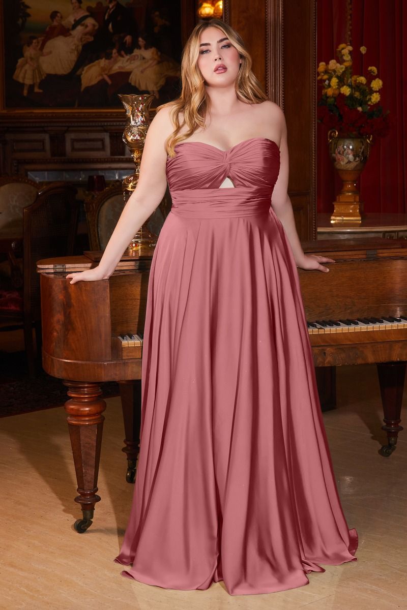 Satin Strapless Keyhole A-Line Dress Curve