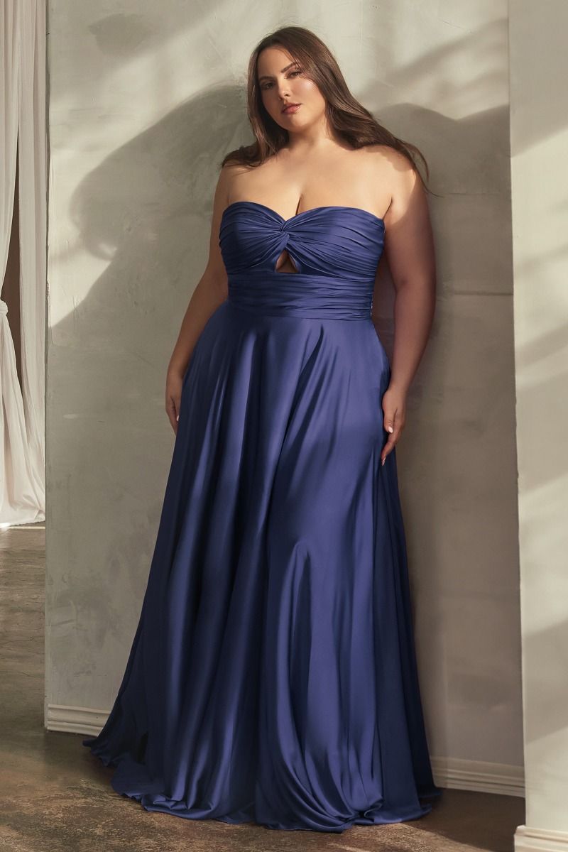 Satin Strapless Keyhole A-Line Dress Curve