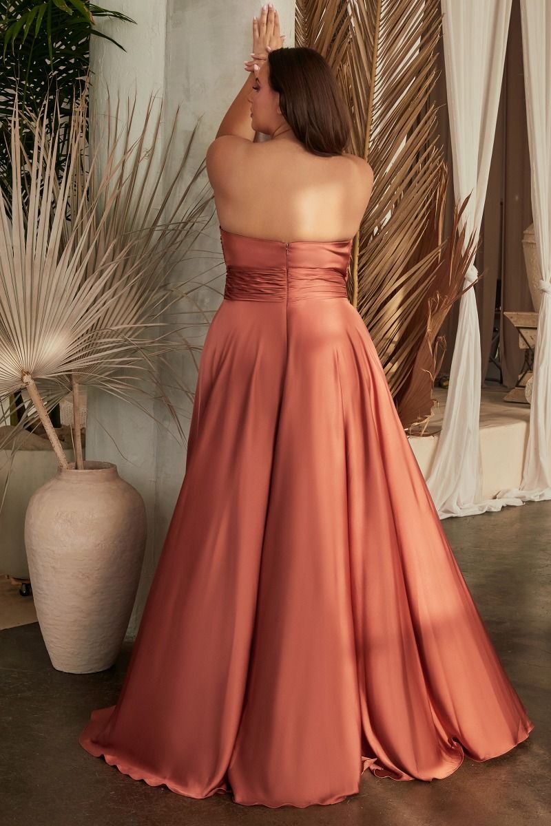 Satin Strapless Keyhole A-Line Dress Curve