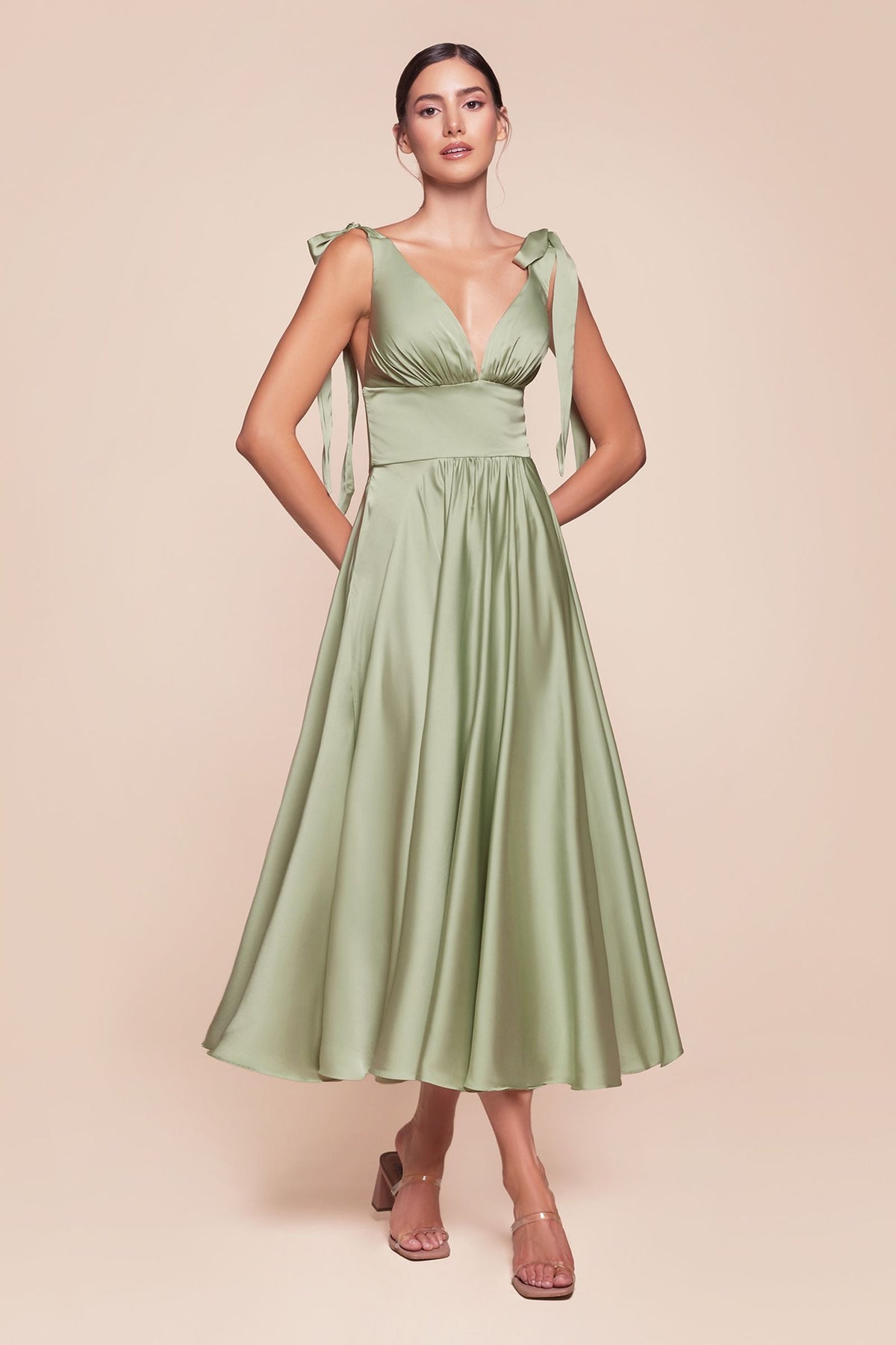 Tea Length Satin A-Line Dress