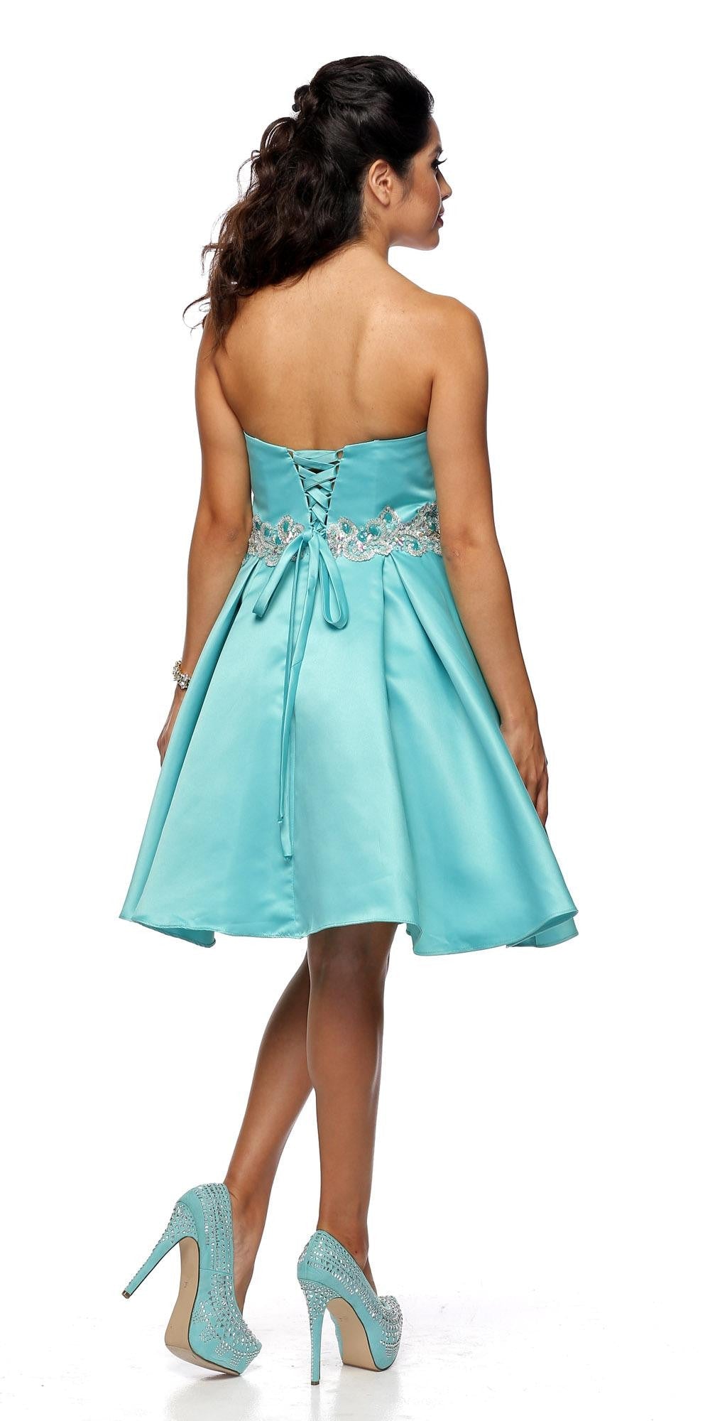 Embellished Waist Short Dress Strapless