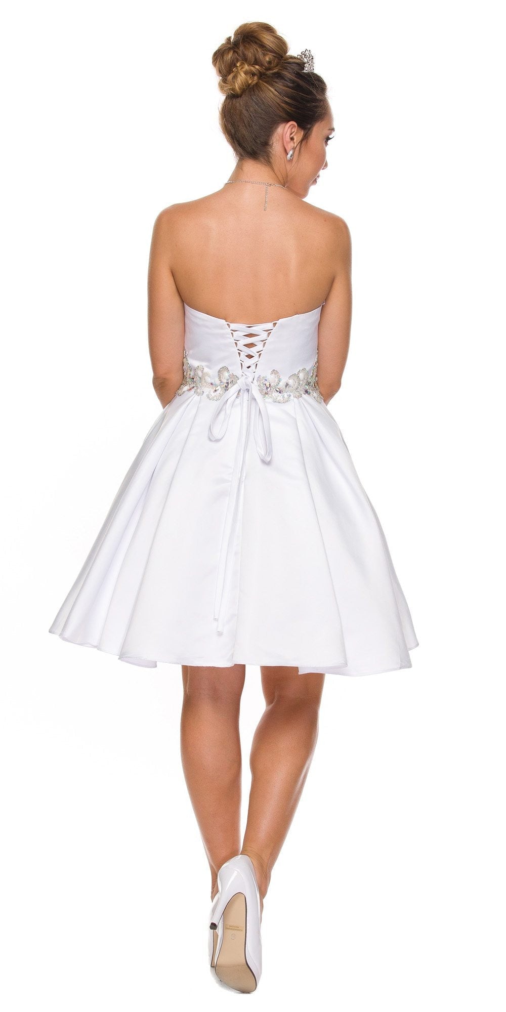 Embellished Waist Short Dress Strapless