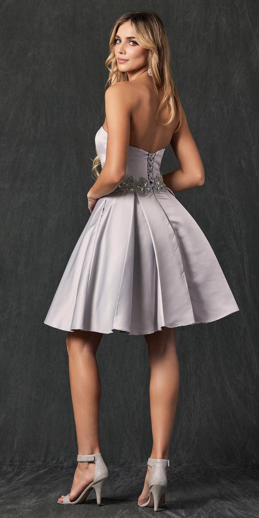 Embellished Waist Short Dress Strapless