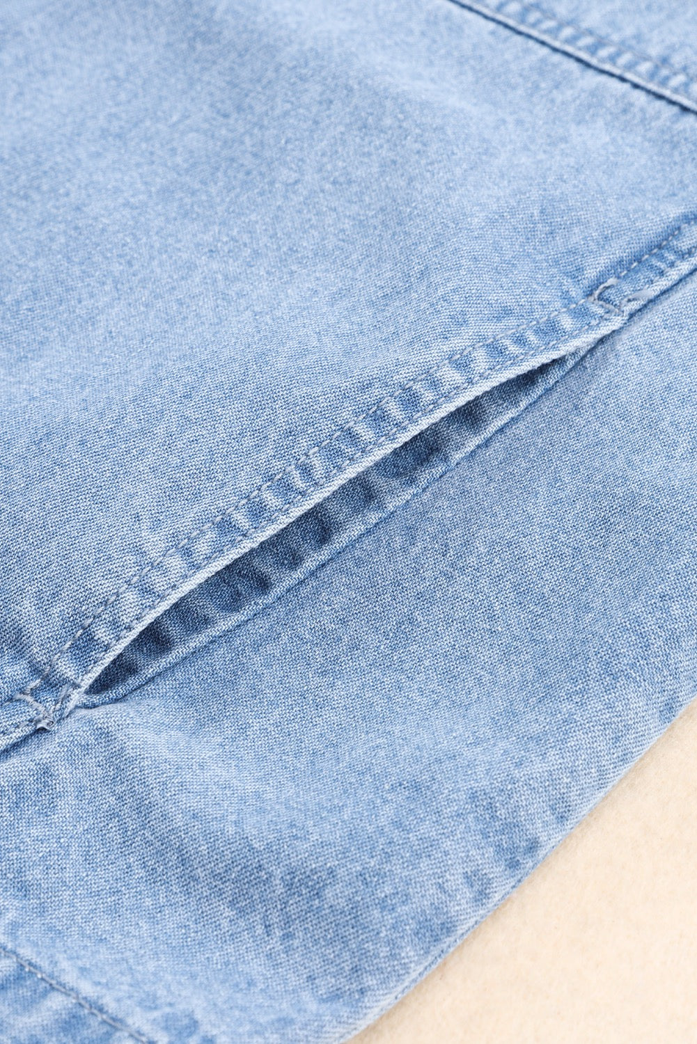 Light Blue Boxy Drawstring Denim Jacket