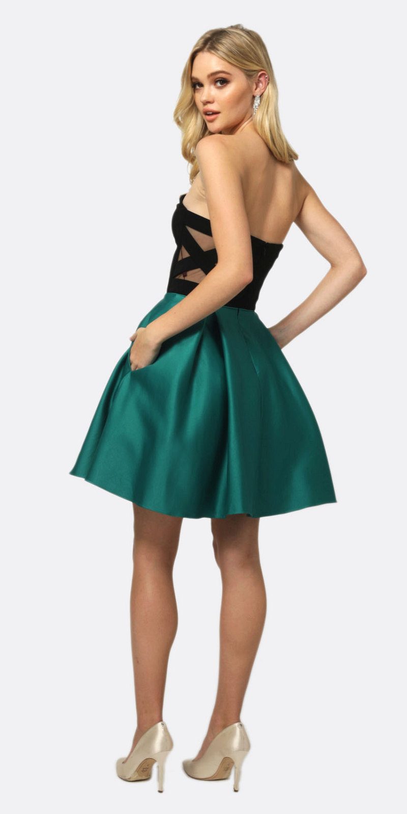 Two-Tone Sweetheart Short A-Line Dress