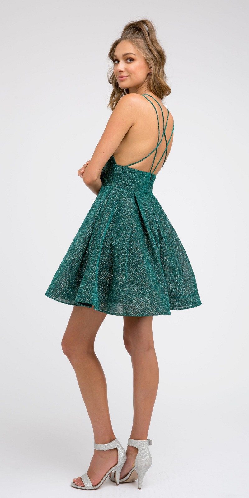 Short V-Neck A-Line Dress with Pockets