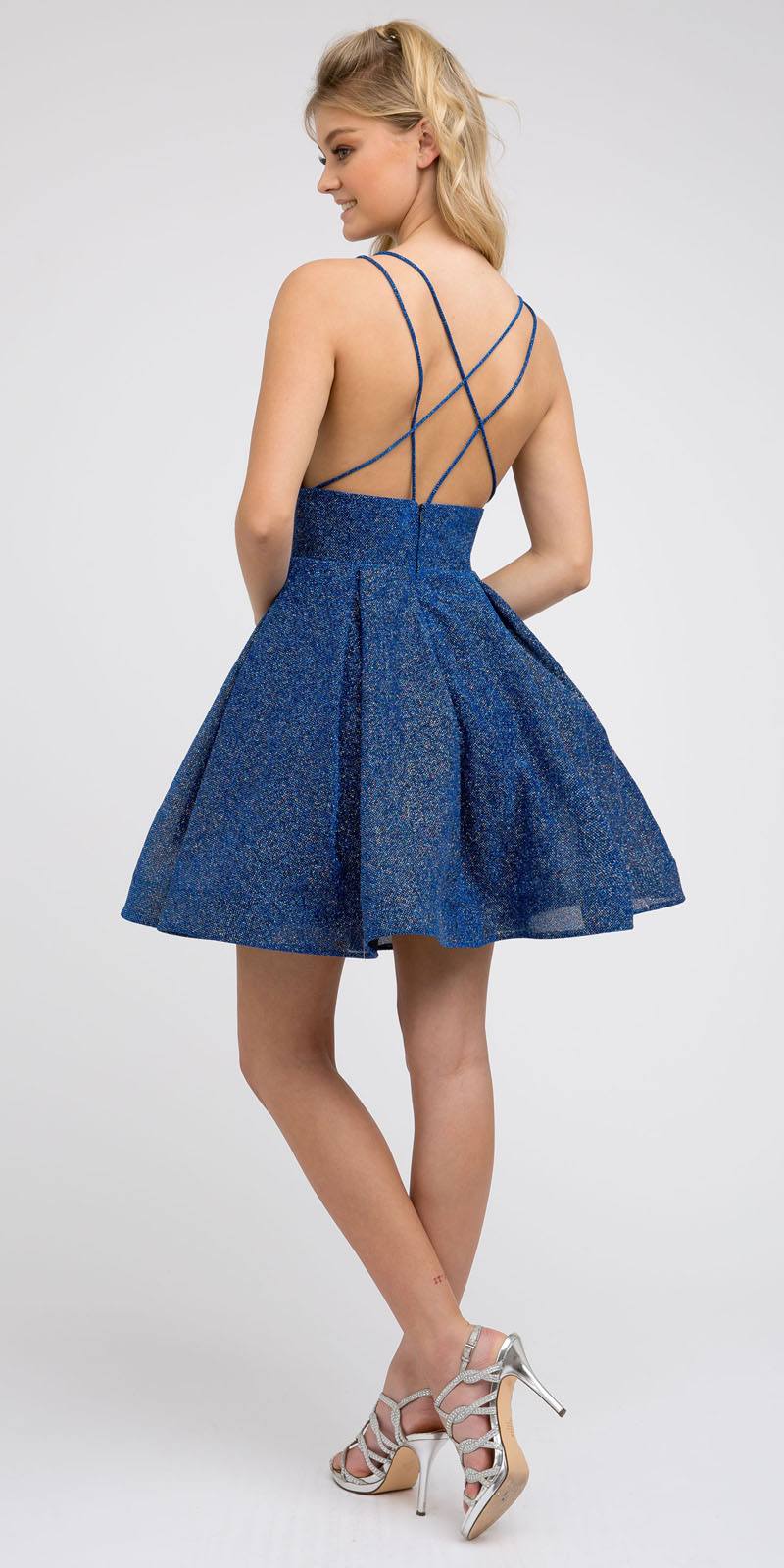 Short V-Neck A-Line Dress with Pockets
