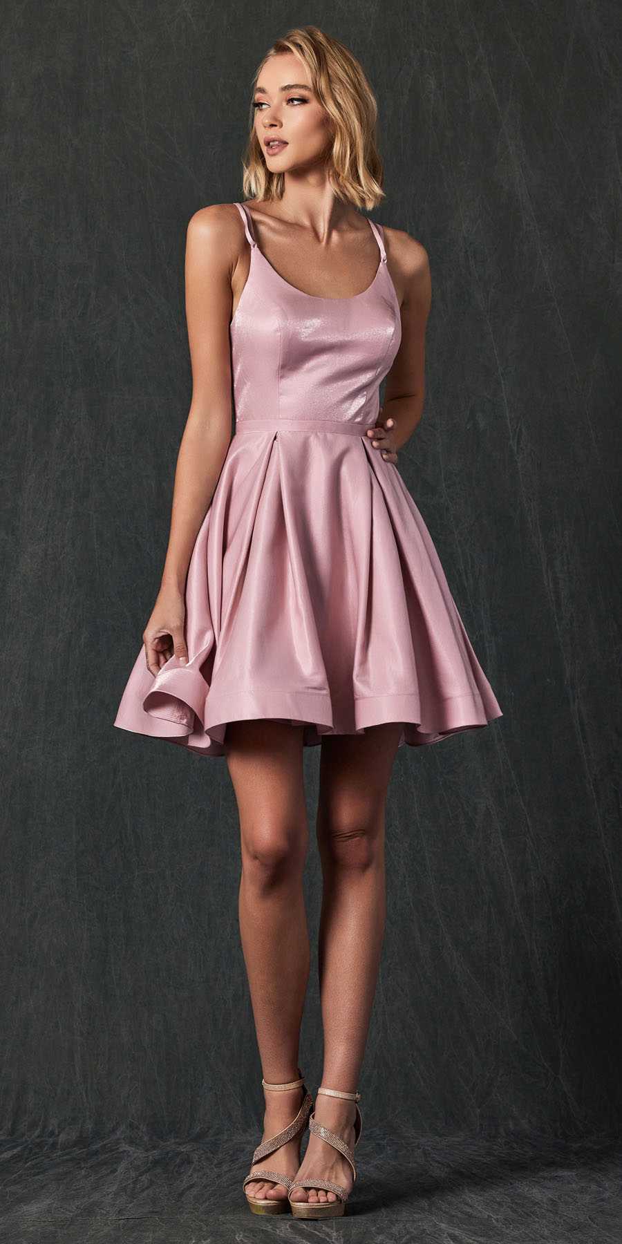 Caged-Back Homecoming Short Dress With Pockets