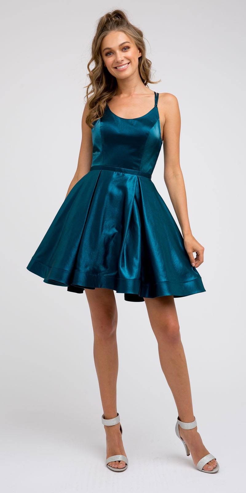 Caged-Back Homecoming Short Dress With Pockets