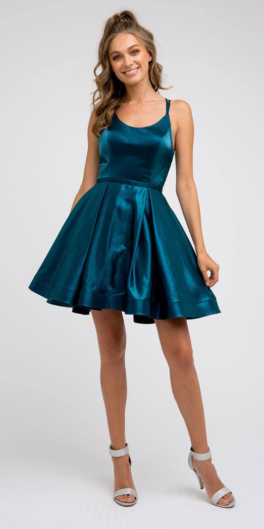 Caged-Back Homecoming Short Dress With Pockets