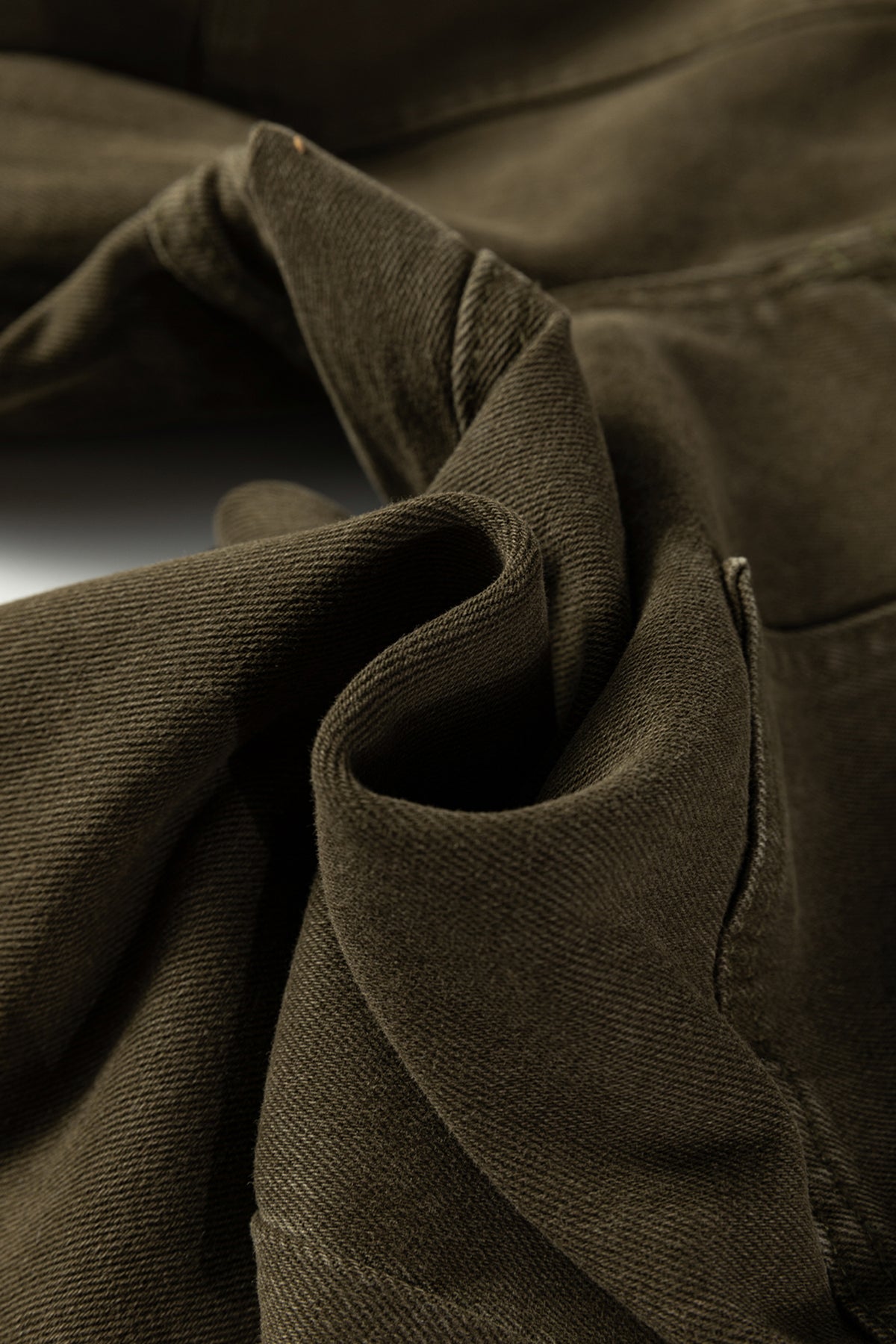 Jungle Green Double Waistband Loose Straight Jeans