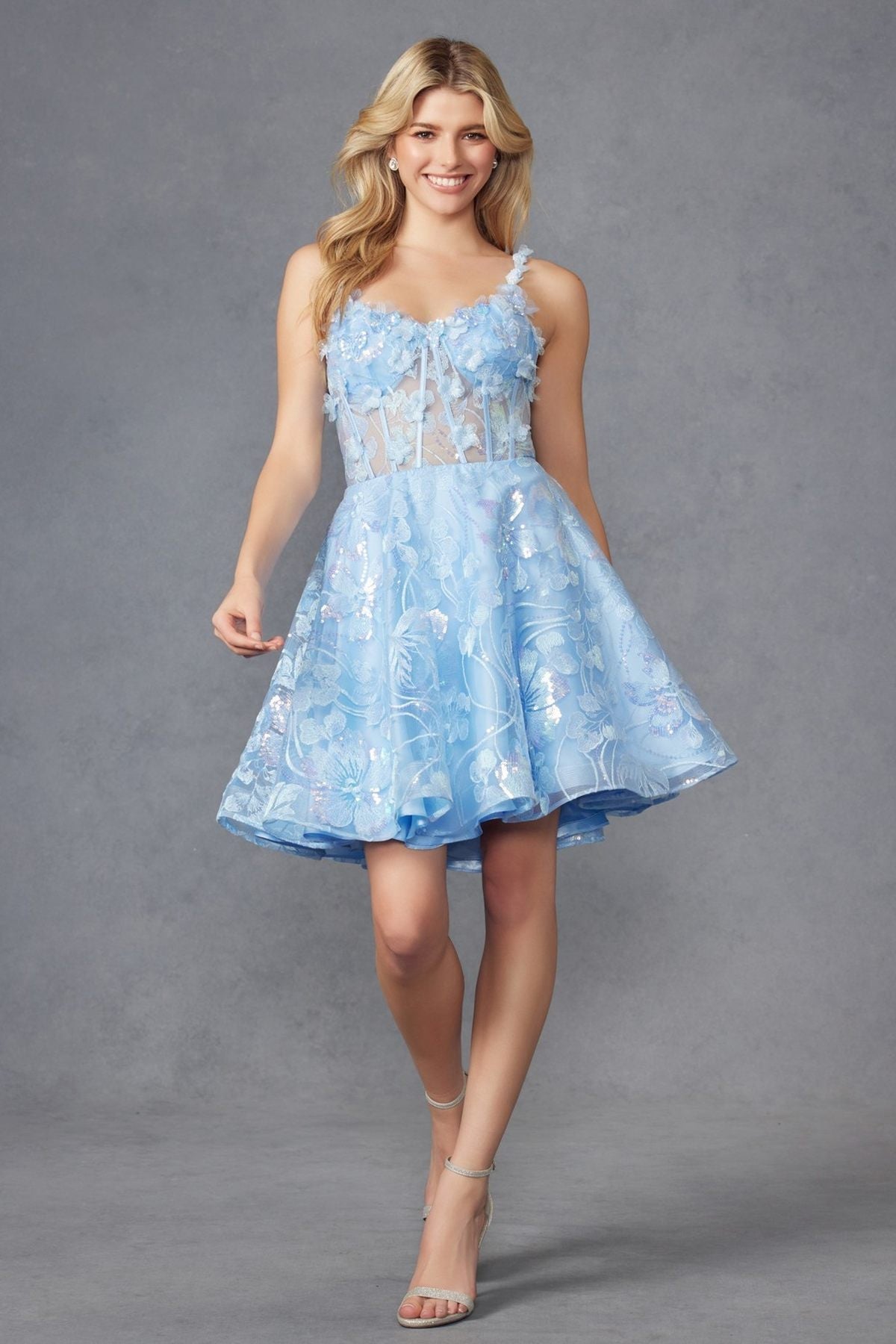 Embroidered Lace With Corset Bodice Cocktail Dress