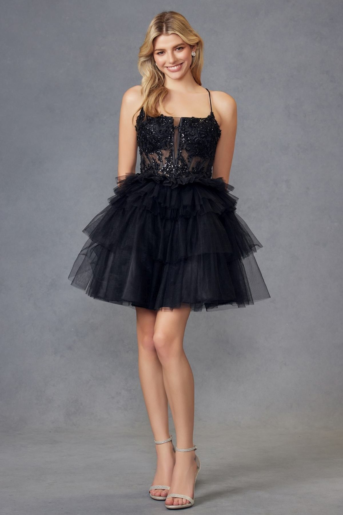 Corset Top Tulle Ruffle Cocktail Skirt Mini Dress