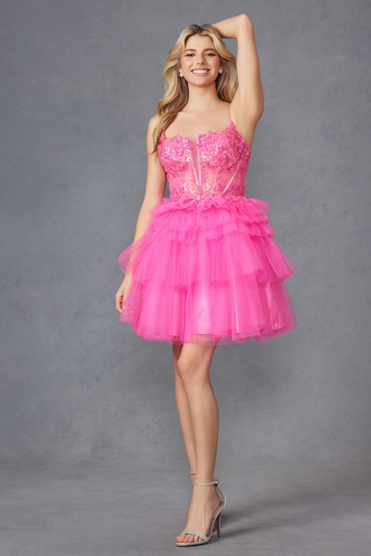 Corset Top Tulle Ruffle Cocktail Skirt Mini Dress
