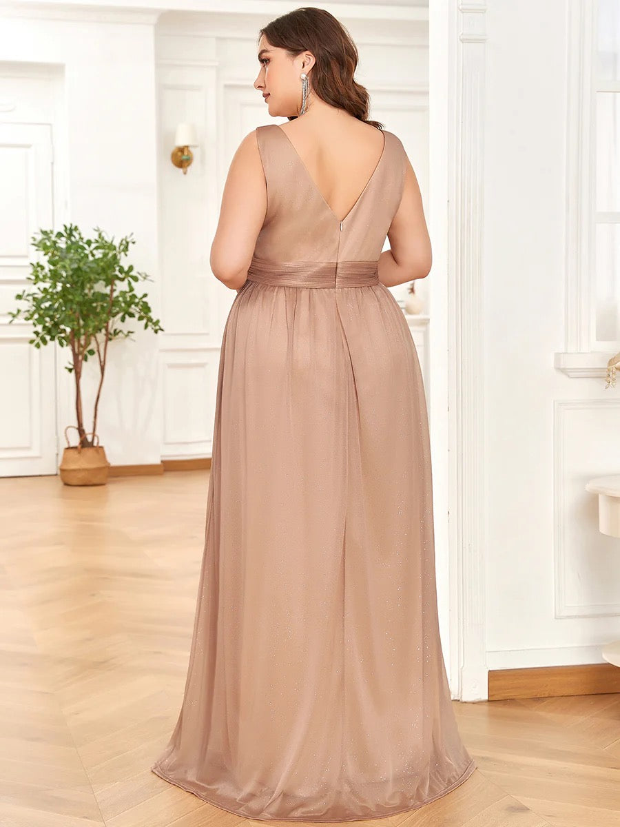 Midnight Elegance Double-Neck Maxi Gown